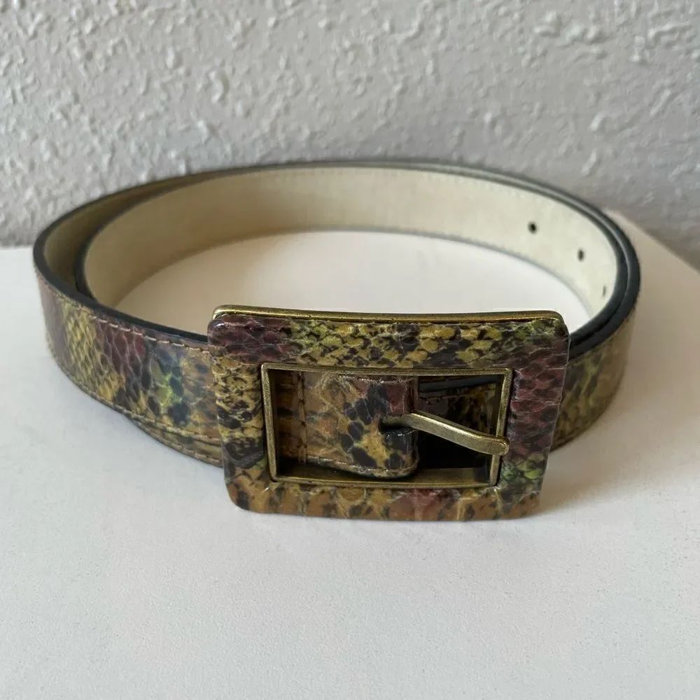 Nine West Faux Snake Skin Leather Belt Size M EUC